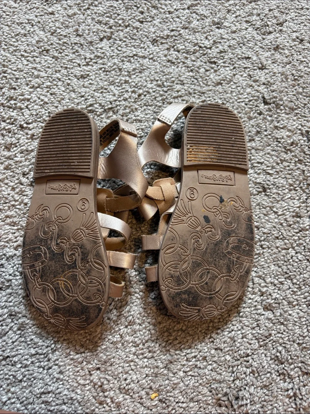 Self Esteem Metallic Champagne Bow Gladiator Sandals